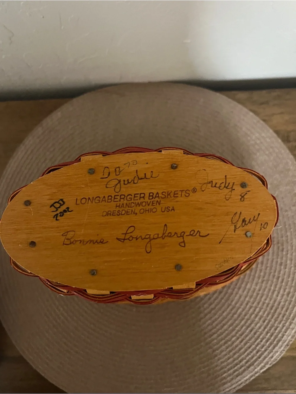 Longaberger 2002 Geranium Basket with Protector and Liner